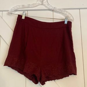 Burgundy dress shorts. High waisted.